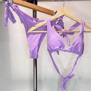 Two piece swimsuit bikini set Lavender Purple Medium